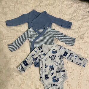3-Pack Organic Cotton Long Sleeve Side-Snap/Kimono style/Bodysuits/Preemie